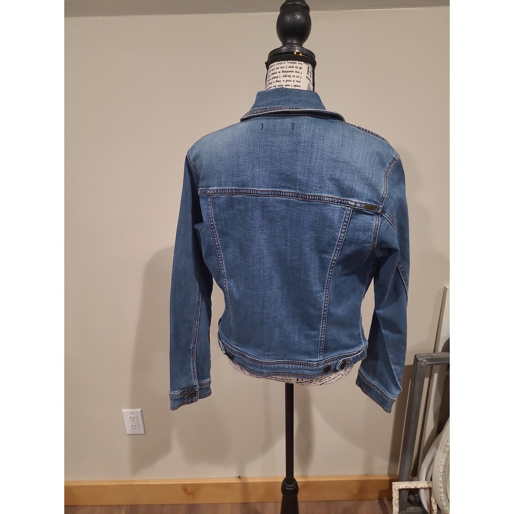 PrAna women SZ S Denim Jean Trucker Jacket casual boho coastal utility country - Picture 4 of 11